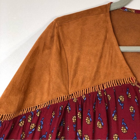 Tassels N Lace Boho Gypsy Floral Western Style Long Sleeve Dress - Picture 5 of 10